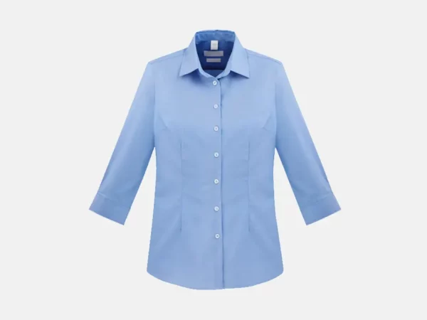 S912LT_Womens Regent 34 Sleeve Shirt_Blue
