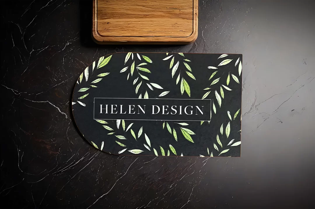 Uncoated half circle or arch business card