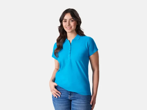 P400LS_Womens Crew Short Sleeve Polo - Model