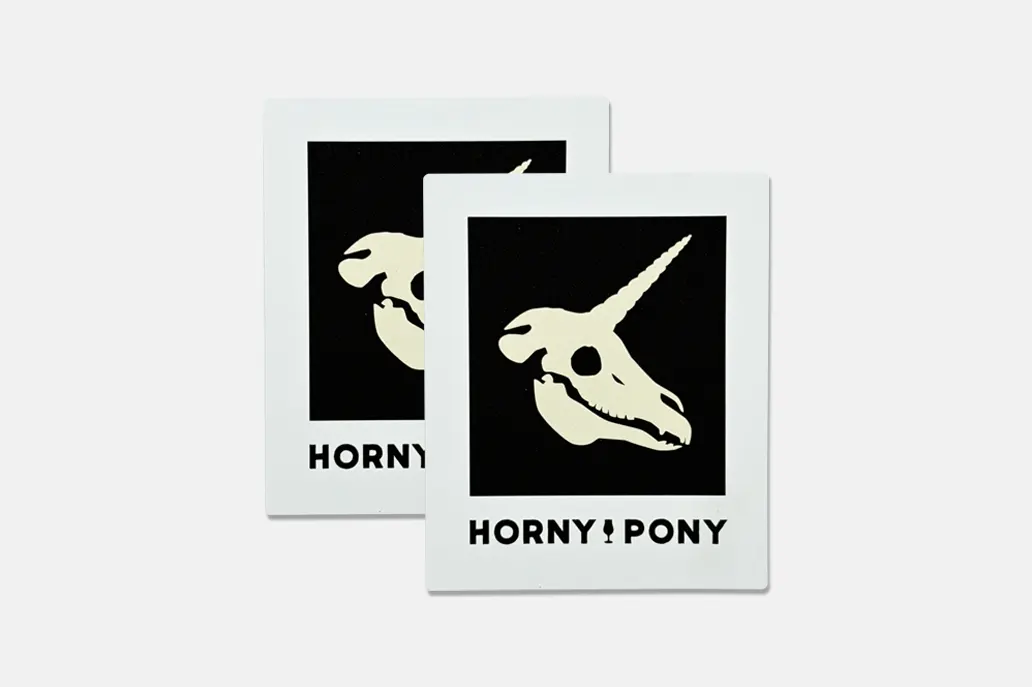 Matt vinyl rectangle sticker - Horny Pony - Same Day Printing