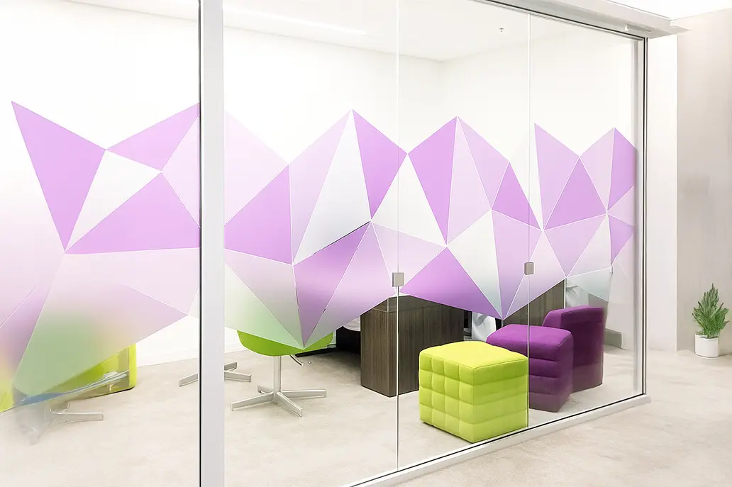 Printed Logo Frosted Purple Window Sticker - Same Day Printing