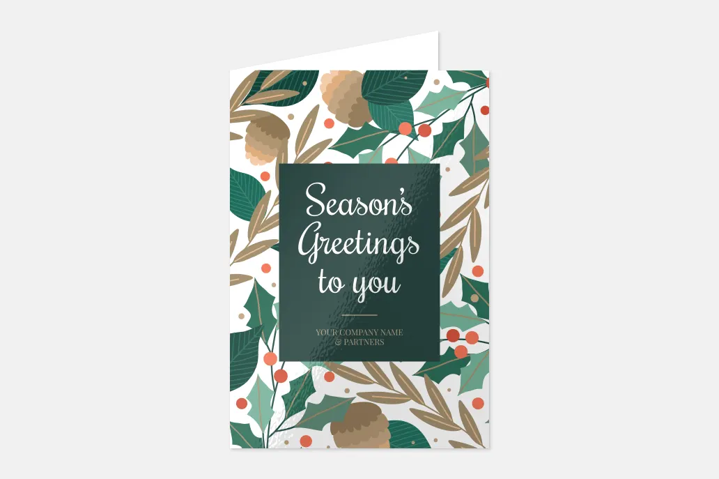 Seasons Greetings Green - Christmas Cards - Same Day Printing
