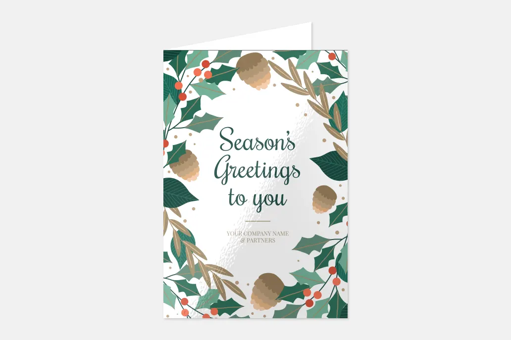 Seasons Greetings White - Christmas Cards - Same Day Printing