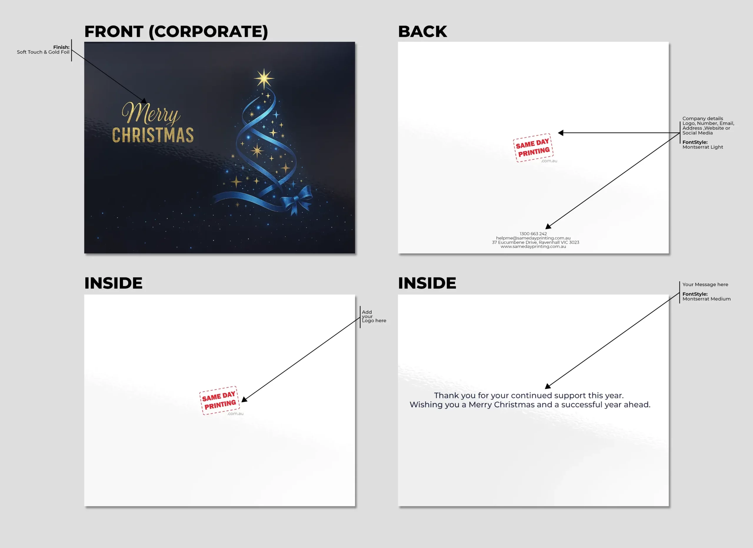 Corporate Chirstmas Cards Sample illustrations v3 - Same Day Printing