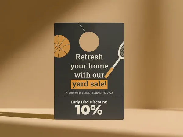 Mini plus Voucher Yard Sale - Door and Car Hangers 1 - Same Day Printing