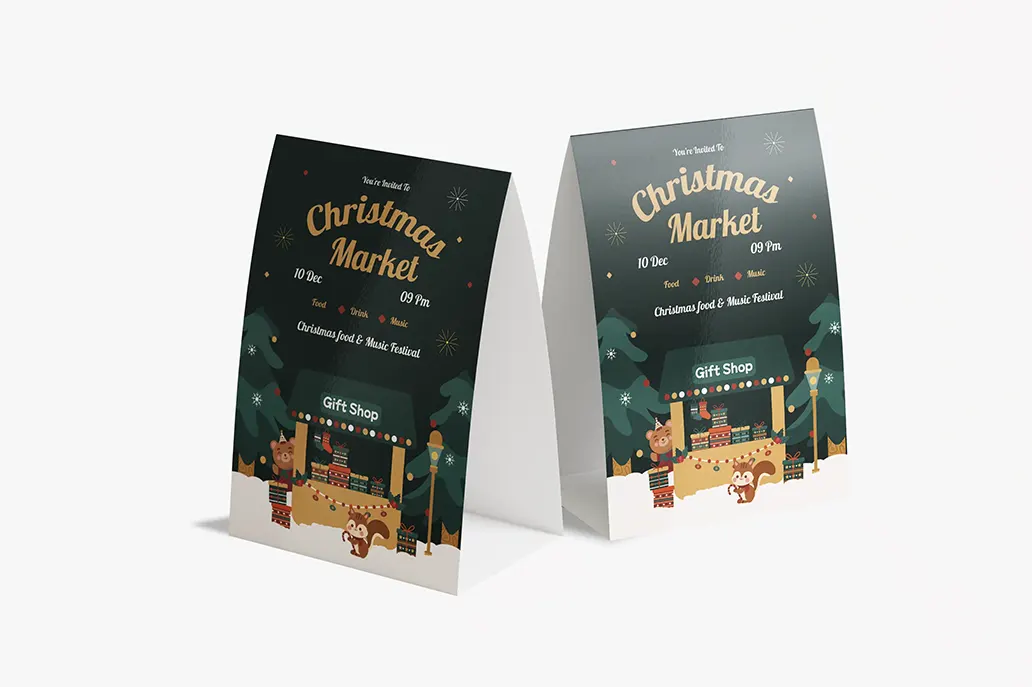 Table Tent Cards - Business Christmas Shop - Same Day Printing