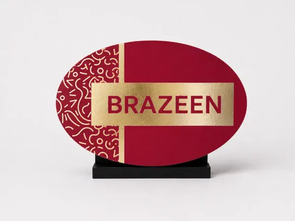 Gold foil Oval Business Cards - Red Brazeen v2 - Same Day Printing