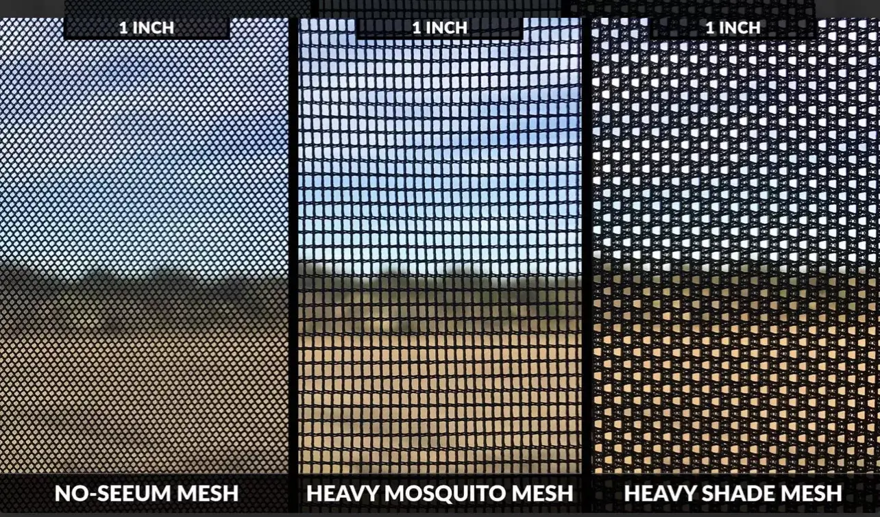 Here are three types of screening next to each other so you can see the difference up close.