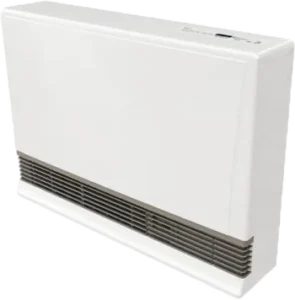 A reliable white wall-mounted electric heater, designed with a vented grille for airflow, ensuring your home’s comfort and warmth.