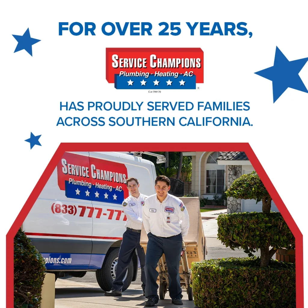 Service Champions team members unload equipment at a home, proudly serving Southern California families with trusted local care.