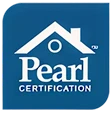 Blue Pearl Certification logo with a welcoming white house icon above "Pearl Certification," reflecting trusted local home comfort expertise.