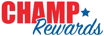 CHAMP Rewards" logo features bold red "CHAMP," blue script "Rewards," and a blue star, reflecting trusted local home comfort care.
