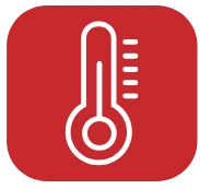White thermometer icon with temperature lines on a red square, symbolizing Service Champions’ trusted care for Southern California homes.