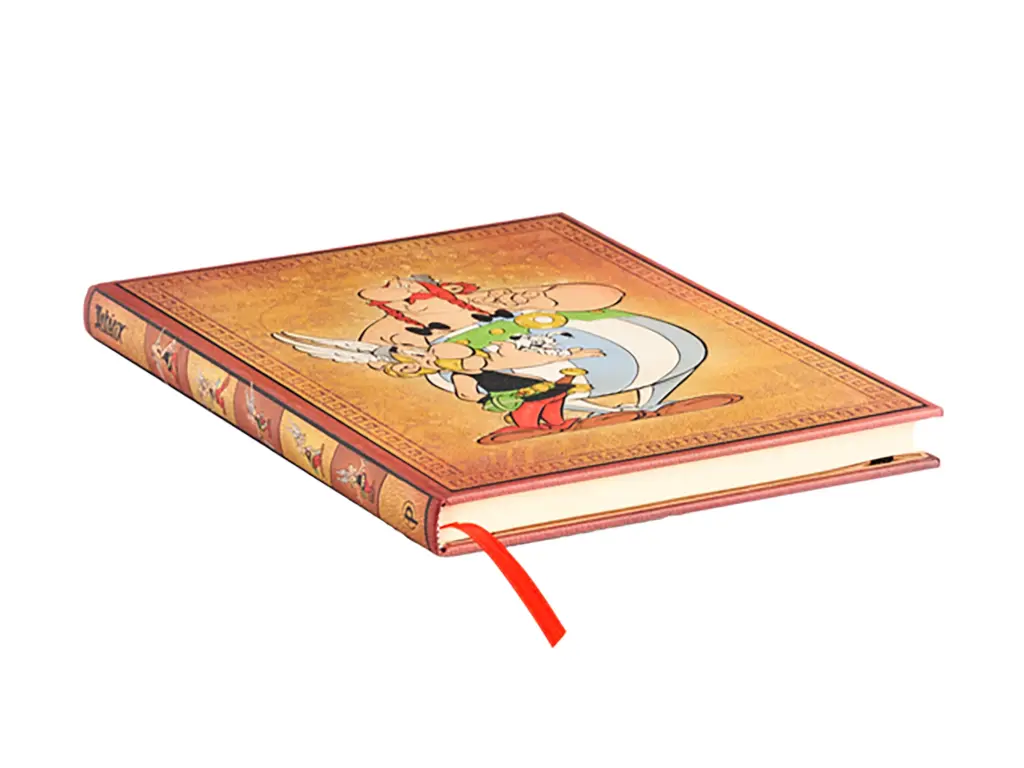 Vista en ángulo del diseño de Paperblanks de Asterix y Obelix