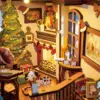 Vista con detalle del interior del Book Nook Christmas Indoor