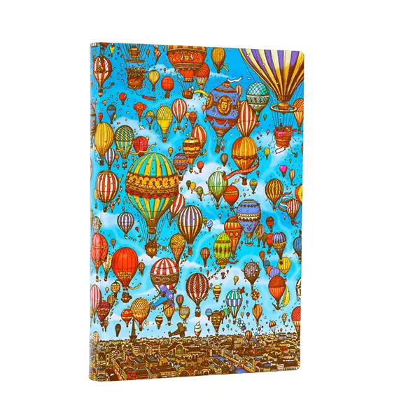 Vista de frente de la libreta Paperblanks con diseño Globos