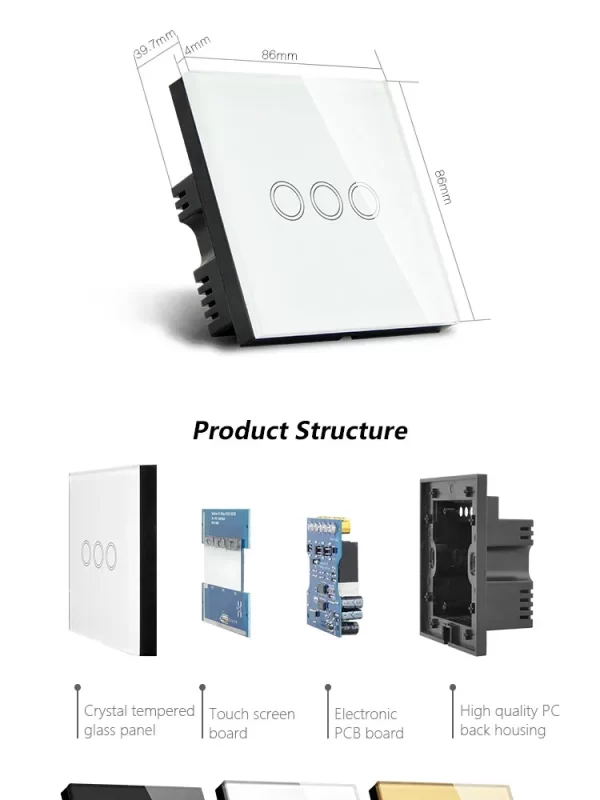 Smart Wifi Wall Switch - 3 Gang - Image 3