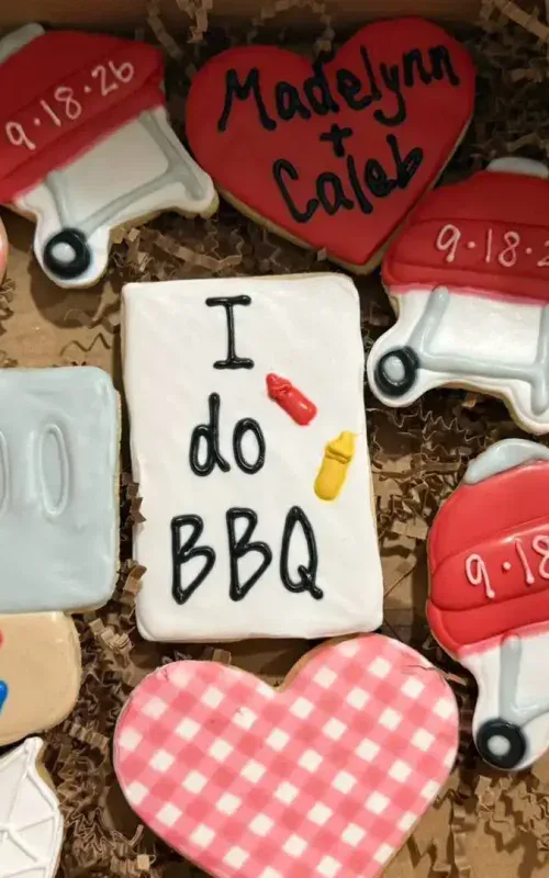 Decorative cookies for custom orders at Smutz Girls Bakery.