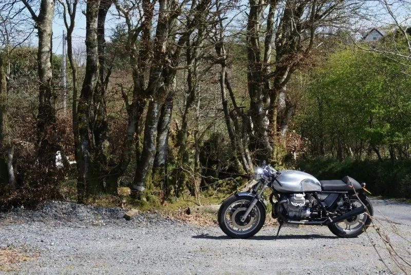 Guzzi cafe Racer photographed at our place in Wales