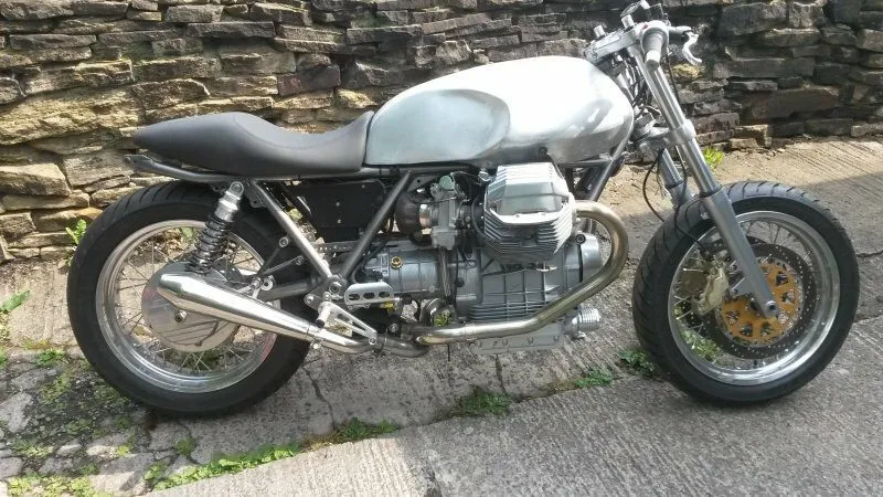 Long Guzzi with aero cap on a Guzzi Lemans