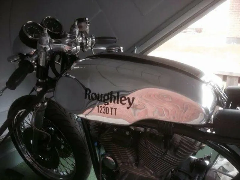 Wideline Sprint tank on a Norley - a Harley engine featherbed