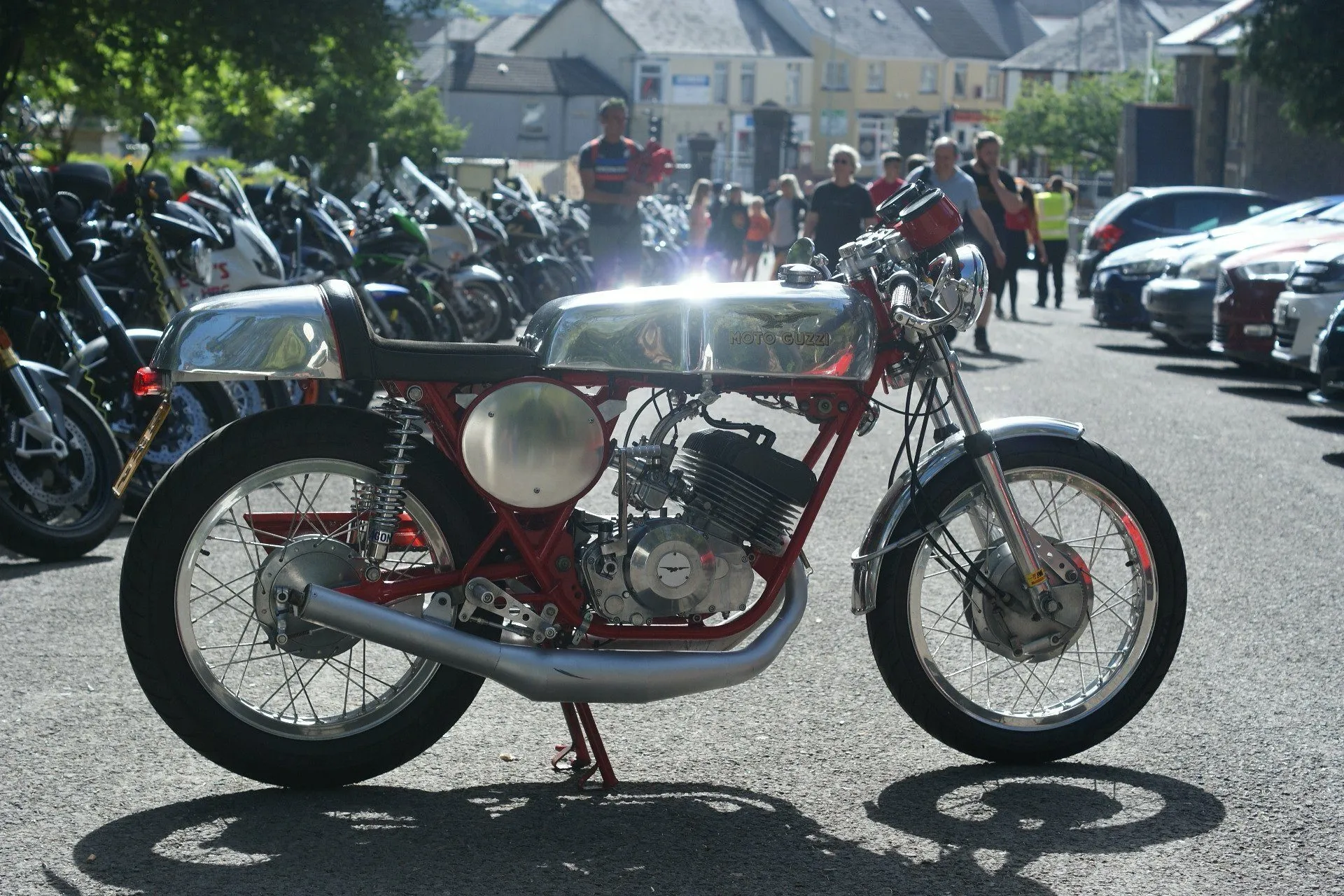 Brilliant little two stroke MotoGuzzi 250. Its got our Ducati Single tank and a bespoke Imola seat