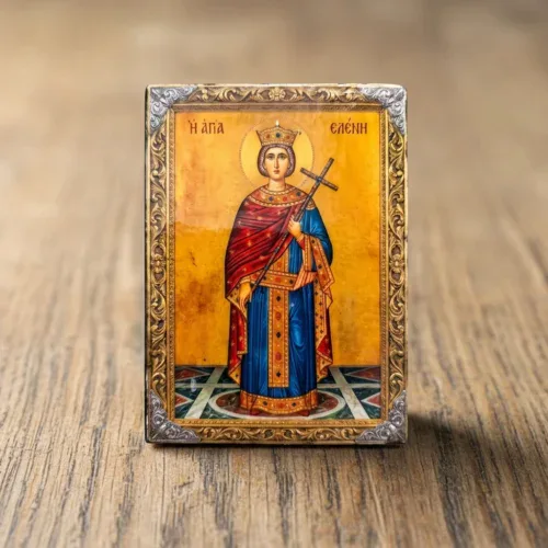 Saint Helen Orthodox Wooden Mounted Icon | Handmade on Wood Saint Helen Orthodox Wooden Mounted Icon | Handmade on Wood