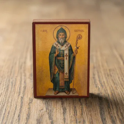 Saint Patrick Orthodox Wooden Mounted Icon Saint Patrick Orthodox Wooden Mounted Icon handcrafted on solid wood with decoupage technique in Brooklyn, New York