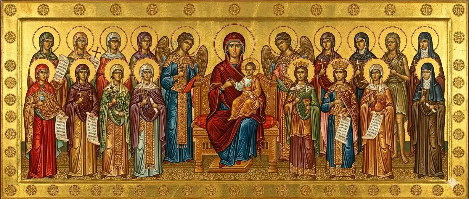 Female Saints Orthodox Wooden Icons handmade on solid wood with decoupage technique in Brooklyn, New York