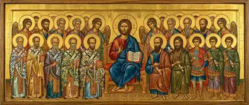 Icon with Eastern Christian Orthodox Male Saints Male Saints Orthodox Wooden Icons handmade on solid wood with decoupage technique in Brooklyn, New York