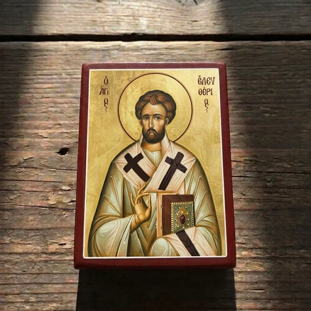 Saint Eleftherios Icon | Byzantine Wooden Mounted Icon Saint Eleftherios Icon | Byzantine Wooden Mounted Icon