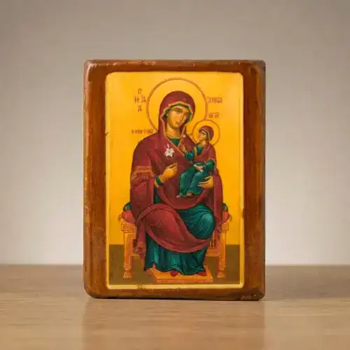 Saint Anna mother of Theotokos Panagia Orthodox wooden mounted icon handmade in Brooklyn NY Saint Anna mother of Theotokos Panagia Orthodox wooden mounted icon handmade in Brooklyn NY