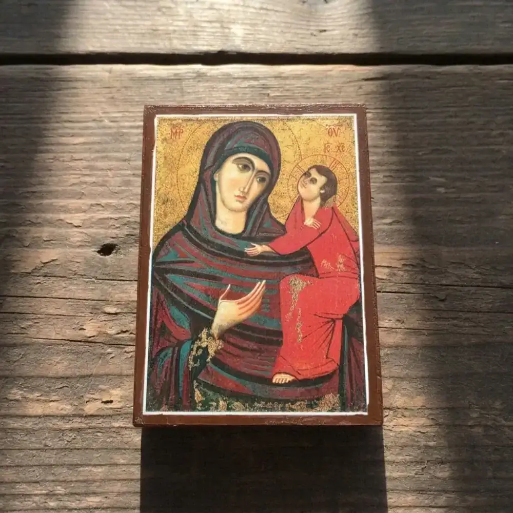 Panagia-Hodegetria-Orthodox-Wooden-Mounted-Icon-Angle-Image-01 Panagia Hodegetria Wooden Mounted Icon