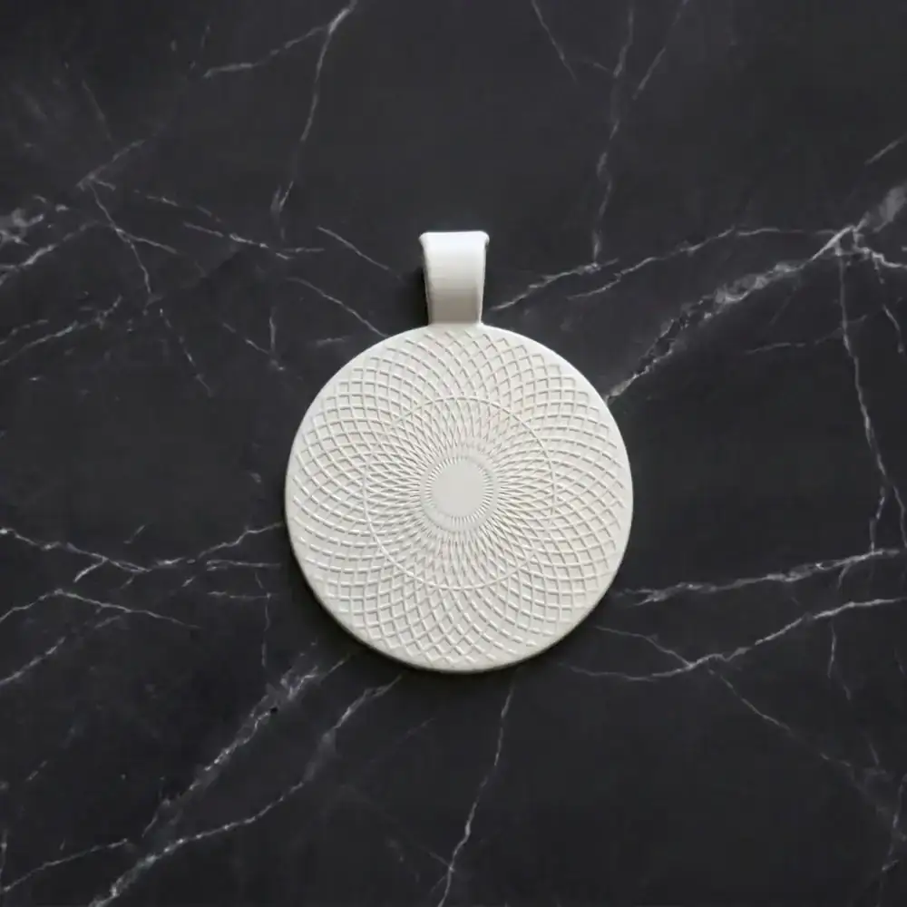 Backside pattern of white alloy bezel pendant for IC XC NIKA glass cabochon necklace