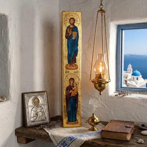 Christ & Theotokos Byzantine Block Plaque