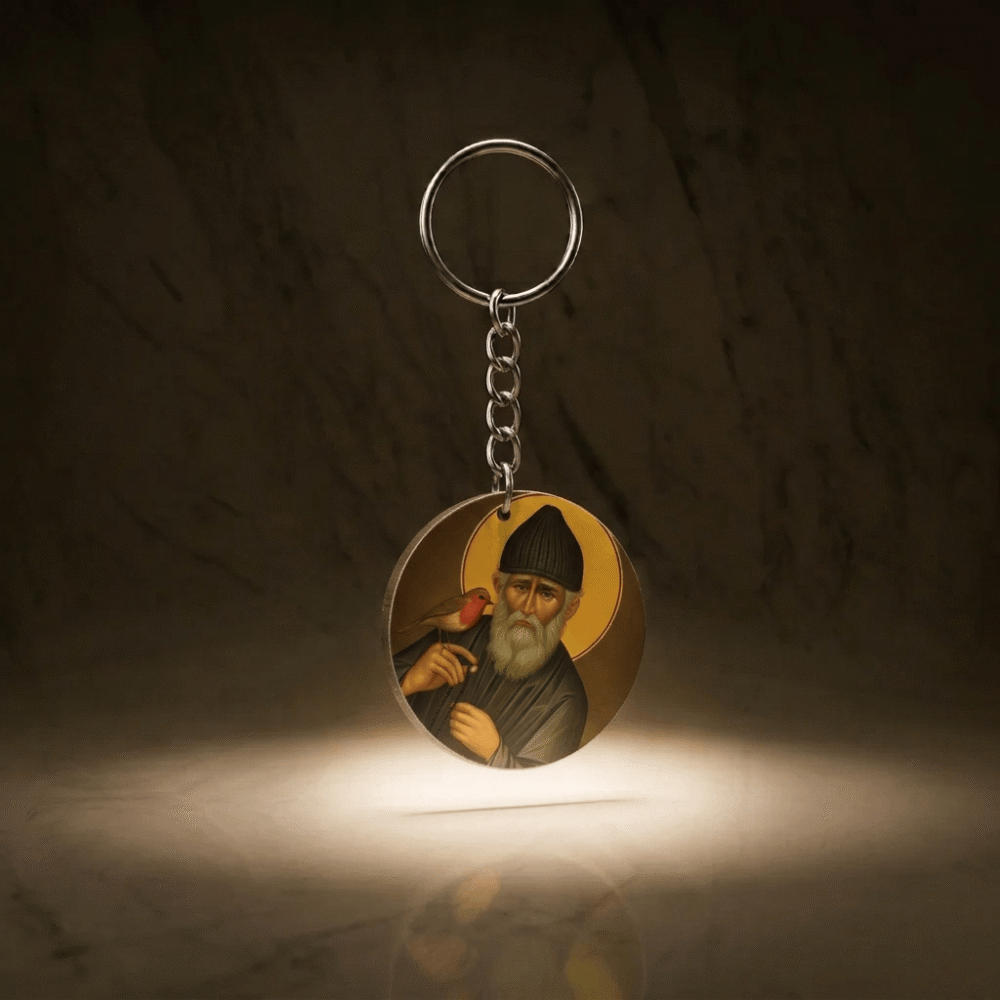 Saint Paisios Wood Mounted Keychain product photo 3 Saint Paisios Wood Keychain