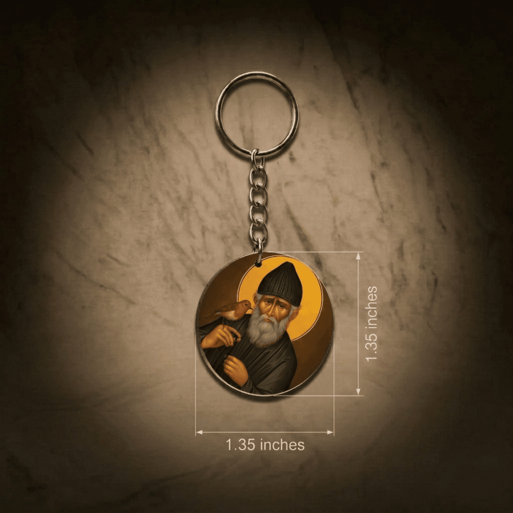 Saint Paisios Wood Mounted Keychain product photo 4 Saint Paisios Wood Keychain