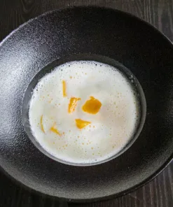 Hideg őszibarackkrém leves, őszibarack darabokkal