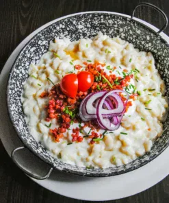 Juhtúrós sztrapacska, pirított szalonnával