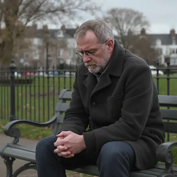 Man sits alone in thought