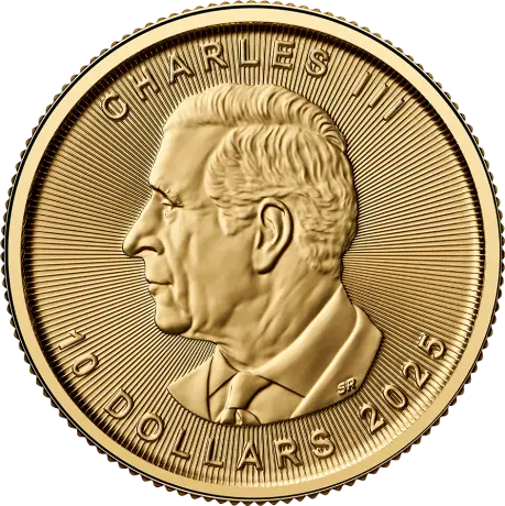 Gouden Canadian Maple Leaf 1/4 oz 2025 King Charles III