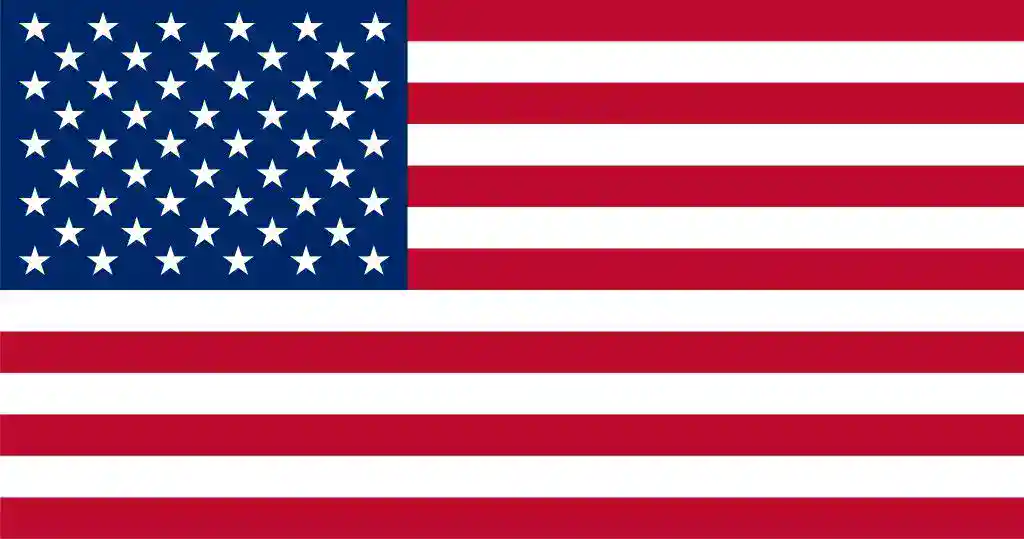 American flag with stars and stripes representing the USA.