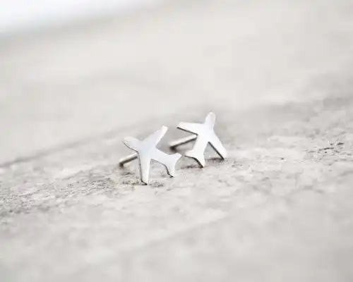 Sterling Silver Airplane Earring Studs