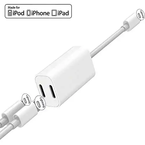 iPhone Adapter & Splitter, 2 in 1 Dual Lightning Headphone Jack