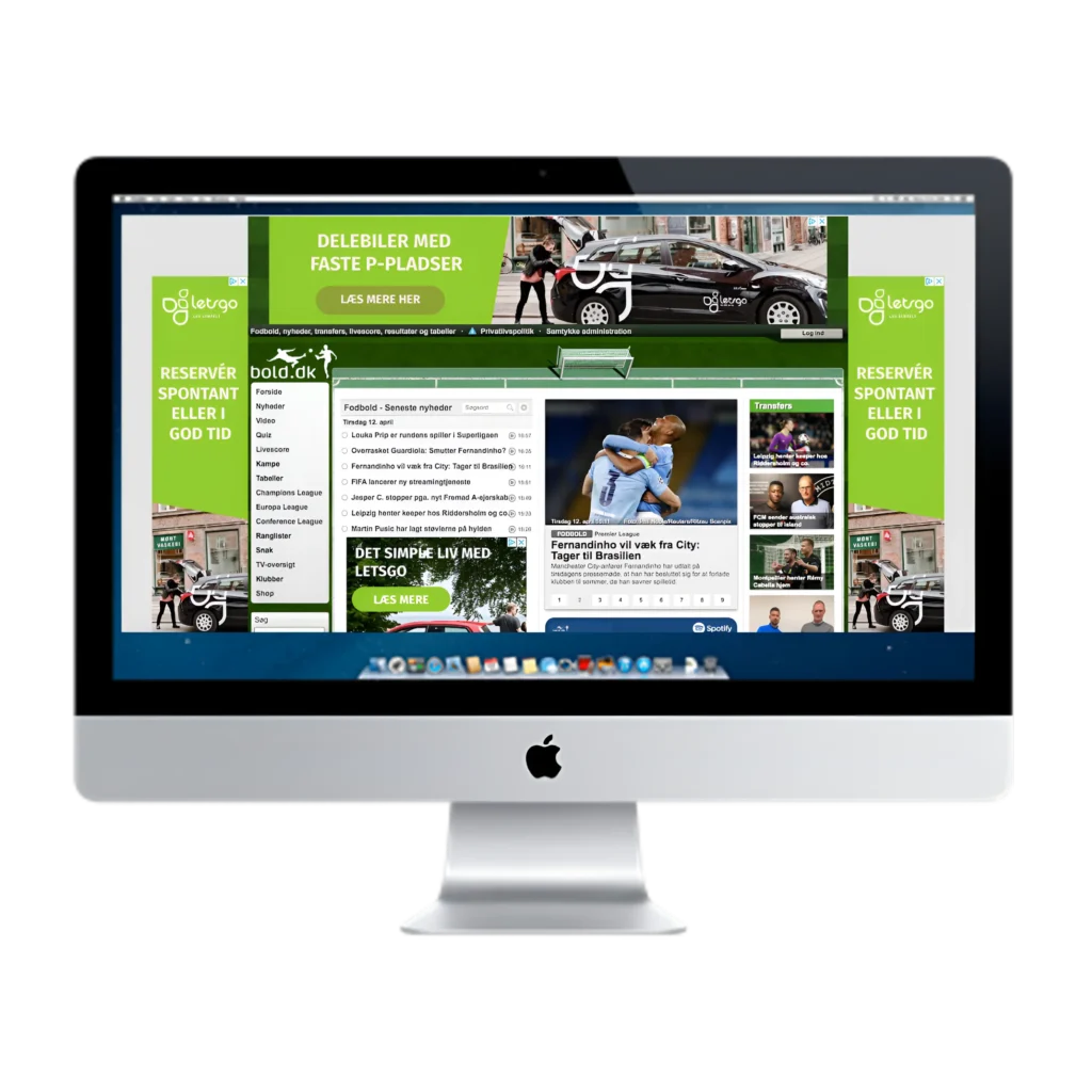 PC-skærm med HTML5 bannerdesign på skærmen