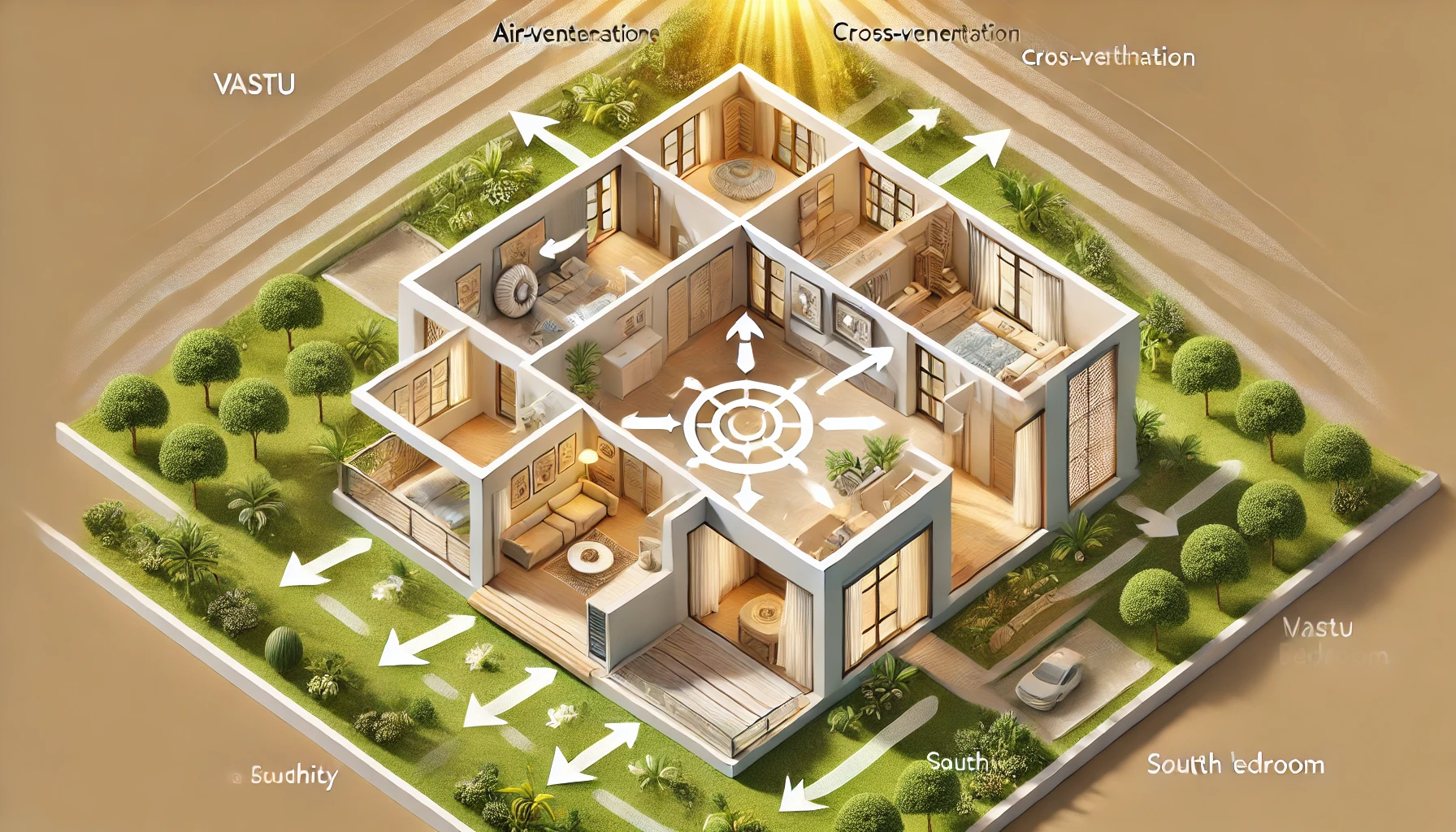 Modern Vastu-Compliant Homes Showcasing Air Flow And Sunlight Paths