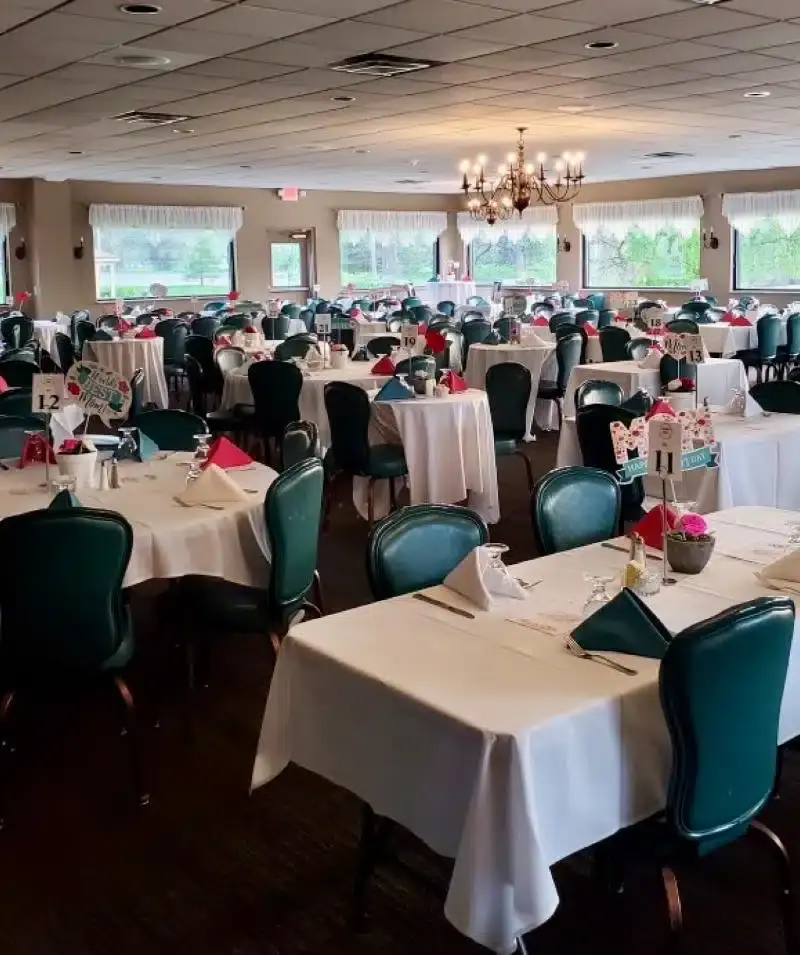 Elegant banquet hall setup at Cascades Manor for special events.