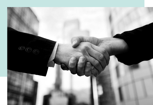 black and white image of business handshake