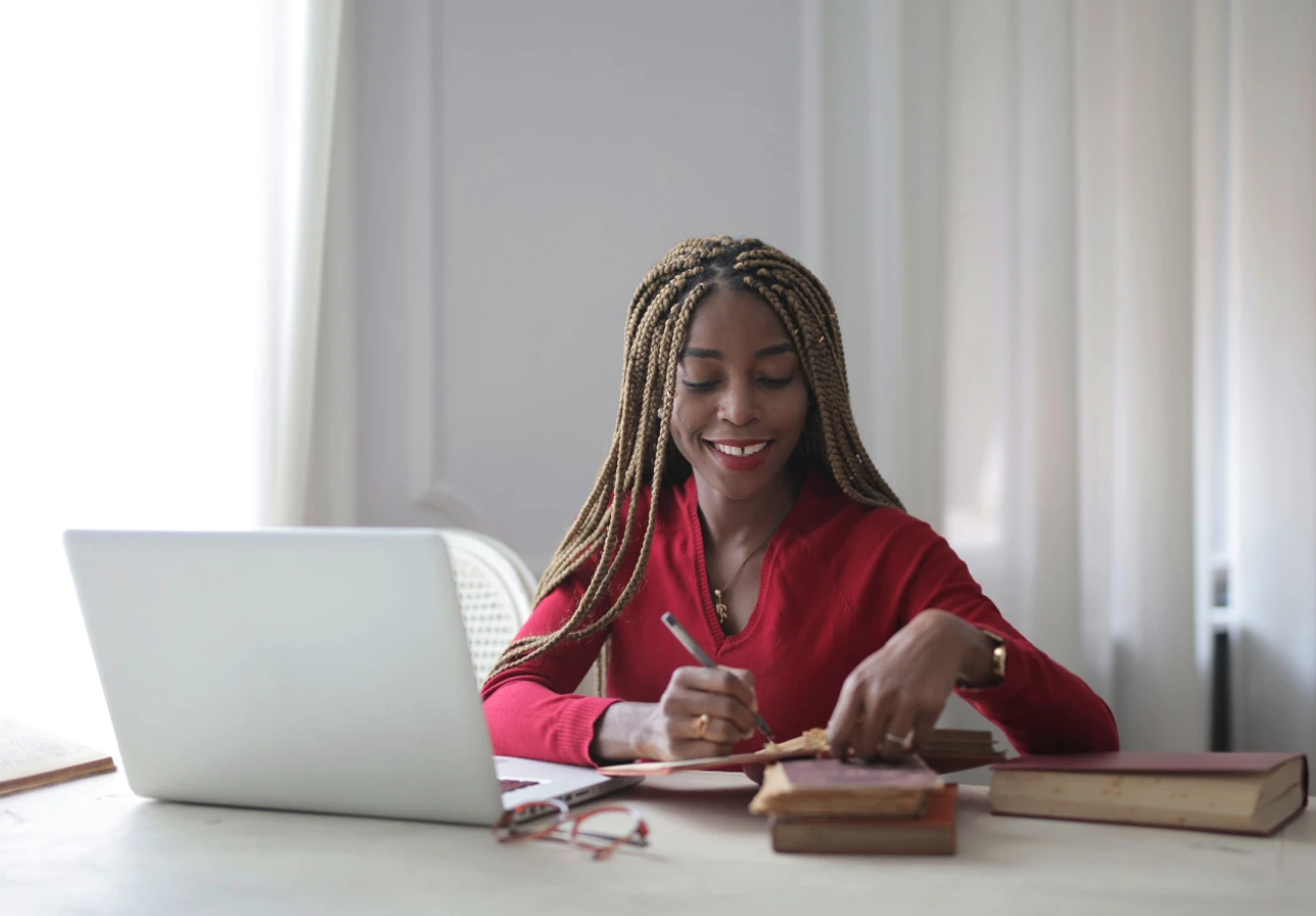 Woman working on her laptop