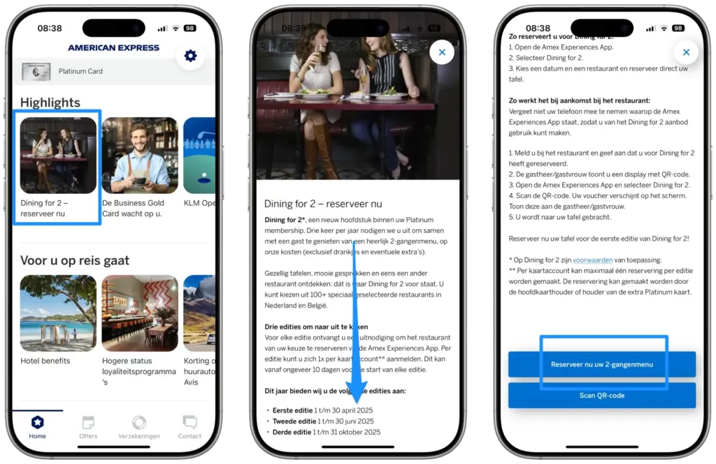 AMEX Dinertegoed stap 1